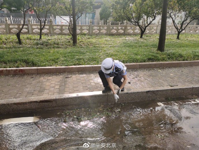 #北京暴雨# #你的车牌是不是落水里了#【我们是不是暴雨中最“亮”的仔】 警务在线 第2张