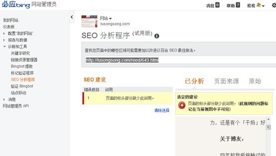 Bing网管工具推出SEO分析程序 SEO新闻 Bing 微新闻 第1张