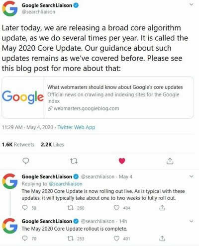 Google搜索2020年5月核心算法更新 谷歌 Google 微新闻 第1张